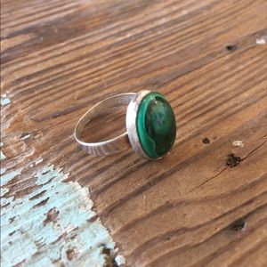 Malachite Sterling Silver Ring Size 7.5